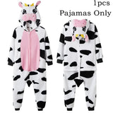 Halloween Christmas Cartoon Cow Kigurumi Unicorn Pajama Slipper Jumpsuit Women's Cute Zipper Hooded Sleepwear Onesies Winter