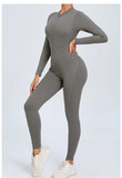 Women Sportwear Yoga Jumpsuit Zip Long Sleeve Back Open Outfit Fitness Tracksuit Tight One-piece Gym Overalls Sports Bodysuit