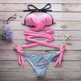 10 Colors Sexy Bikini S-2XL Swimwear Swimsuit Women Cross Bandage Bikinis Set Bathing Suit Female Push Up 2026 Bikini Brasileno