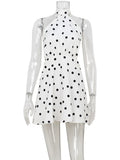 Ahagaga 2025 Summer Women's Mini Dresses Dot Halter Bandage Slim Backless Beach Style Sleeveless Skinny Female Vestidos Robes