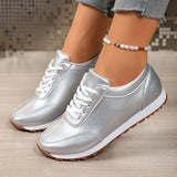 Fashion Gold Silver Platform Sneakers Women Spring Autumn Lace Up Plus Size Casual Sneakers Woman Comfort Non Slip Sport Shoes
