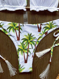 2026 New Women's Swimsuit Neck Hanging Bikini Set Split Beach Swimsuit 2-piece Set with Tassel Decoration