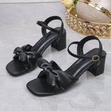 Buckle Strap 2026 Sandals Comfort Shoes for Women Square Toe Block Heels Large Size Suit Female  New Fashion
