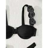 Sexy 3D Flowers Underwired Bikini Women Swimwear Female Swimsuit Two-Pieces Bikini Set Brazilian Bather Bathing Suit Swim V7970