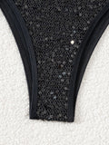 Sparkling Sequins Halter High Leg Cut Bikini Women Swimwear Female Swimsuit Two-pieces Bikini Set Bather Bathing Suit Swim Lady