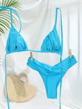 Miyouj Glitter Fabric Bikinis 2026 Sexy Bikini Set Folds Swimsuit Female Halter Bathing Suit Women Swimwear New Beachwear