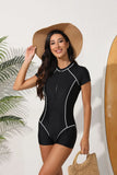 2025 Slim Rush Guard Surfing Swimsuit Women One Piece With Zipper Black Swimwear Female Bathers Bathing Swimming Swim Suit