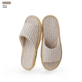 Janpanest Style Cotton Linen Slippers For Womeen Men Leisure House Shoes Striped Style Anti-slip Couples Home Breathable Slides