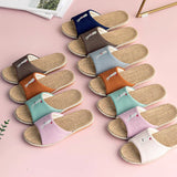 Breathable Cotton Flax Slippers For Women Men Indoor Shoes Anti-slip Light Weight Cute Cartoon Couples Home Floor Slides