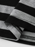 Women Striped Print Long Sleeve Tops Fitted Round Neck Fall T-shirts Casual Streetwear for Daily Office Party