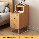 Modern Minimalist New Chinese Style Compact Narrow Bedside Table Nightstand Solid Wood Storage Drawer Bedroom Home Furniture