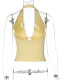 FDYOUI Deep V-neck Lace Patchwork Corset Top for Women 2026 Summer Sexy Off Shoulder Backless T-shirt Ladies Skinny Crop Tops