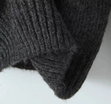 Foridol Slash Neck Dark Grey Mohair Women Sweater Pullover Femme Casual Loose Trendy Style Autumn Winter Knitted Pullover