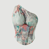 Wind Waist Cinching Three-Dimensional Slim Fit Underwire Small Strap Printed Sexy Fishbone Bra Vest Top Casaul Elegant IHOD