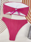 2025 Sexy Bandeau Strapless Wrinkled Bikini Women Swimwear Female Swimsuit Two-pieces Bikini set Bather Bathing Suit Swim Lady
