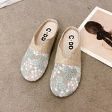 Breathable Mesh Linen Slippers For Women Summer Flat Shoes Anti-slip Female Indoor Outdoor Slides Office Lady Walking Sandals