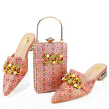 doershow African fashion Italian Shoes And Bag Sets For Evening Party With Stones blue Italian Handbags Match Bags! HAE1-3