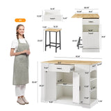 ONBRILL Stationary Kitchen Island With Storage And Two Chairs