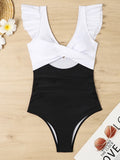 2026 Hollow Out Cross Ztvitality Swimsuit One Piece Solid Ruffle Swimwear Women Bathing Swimming Swim Suit Female Beach Wear