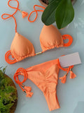 Sexy Braiding rope Bandage Solid Bikini Set Women Swimsuit  Pit strip fabric Triangle Swimwear Bathing Suit Brazilian Biquinis