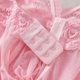 New Sexy Pink Lingerie Set Erotic Bra Nightdress Women Thong, Attractive, Breathable, Romantic Sexy Comfortable Sleepwear &Dress