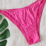 Bikini 2026 Sexy Swimwear Swimsuit Women Rose Red Rhinestone Chain Halter Triangle Bikinis Set Bathing Suit Beach Bikini Luxe