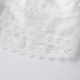 Women Elastic Waistband Lace Trim Streetwear Shorts Summer Solid Color Casual Loose Shorts with 2 Pockets