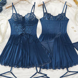 New Garter Pajamas Exquisite Women's Lingerie Fancy Bra With Thong Leg Rings Erotic Nightgowns Plus Size Underwear Sleepwear Set