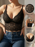 Women's Sexy Floral Lace Bralette Push Up Crop Cami Top Mesh Unlined Wireless Bra Comfortable Female Lingerie Underwear