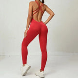 Seamless High-Waisted Peach Hip Yoga Jumpsuit for Women - Fast Drying Sweat-Wicking Tight Running Sports Jogging Gym Activewear
