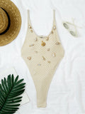 DEKA One Piece Swimsuit New style women's beach one-piece backless cross-border European-style beachwear with shell mesh bikini