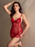 European and American lace backless sexy suspender dress thong pajamas set