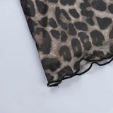 Spring Summer Off-Shoulder Sexy Leopard Print Long-Sleeve Dress European-Style Casual Backless Bell-Sleeve Mini Skirt Streetwear