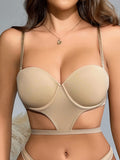 Solid Color Underwire Bra 1/2 Cup Sexy Lace Women Fashionable And Comfortable Lingere Full Coveage Underwear With 1pc Strap