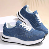 Comfortable Platform Denim Sneakers for Women Plus Size 43 Lace-Up Women's Sports Shoes Lightweight Non Slip Walking Shoes Woman