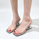 Y2K PVC Transparent Designer Sandals Women Shoes Slip On Hollow Wedge Slide Mules Beach Vacation 6cm Comfortable Walking Heels