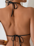 Ladies Black White Polka Dot Print Bikini Set Two-Piece Sexy Strap Backless Design Beach Vacation Swimwear Collection