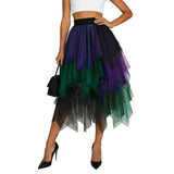 Women's Layered Rainbow Tulle Skirt Dance Tulle Tutu Skirt For Clubwear Carnival Party Skirts Fairy Asymmetrical Layered Faldas