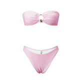 2026 Summer Womens Solid Color Bikini Sets Strapless Bra Tops with Thong Swimsuits 2 Pcs Set Bathing Suits for Beach Pool