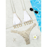 Shiny Sequins Halter Bikini Female Swimsuit Women Swimwear Two-pieces Bikini Set Brazilian Padded Bather Bathing Suit Swim V7619