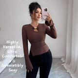 Autumn and winter inner asymmetrical hollow metal decoration slim fit daily outer top