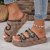 Flowers Embroidery Thick Bottom Sandals Women Fashion Designer Buckle Platform Slippers Woman Summer 2025 Non Slip Sandles Mujer