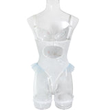 Toucheart Women Sexy Bodysuit Lace Printing See-through Skinny Plunge Romantic Hot Girls Interesting Leisure Sling Jumpsuit Set