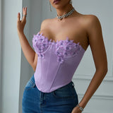 Hot girl's low-cut butterfly tube top rhombus underwired fishbone top