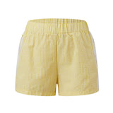 Women's Loose Shorts Elastic Waist Plaid Print Wide Leg Short Pants Summer Casual Daily Beach Athletic Wear