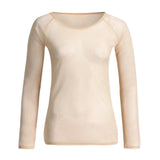 Sexy Women T Shirt See Through Mesh Black Long Sleeve Tees Sheer Slim Fit O Neck Tulle Crop Top Y2k T-Shirt Transparent Clubwear