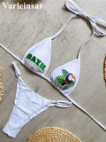 Brazil Letter Printed Halter Bikini Women Swimwear Female Swimsuit Two-Pieces Bikini Set Padded Bather Bathing Suit Swim V8352
