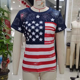 Women's 4th of July American Flag T Shirt Stylish Star Print Short Sleeve Round Neck Tops for Daily Wear
