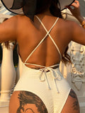 2026 V Neck Scrunch Butt Female Swimwear One Piece Swimsuit Women Backless Monokini Sexy High cut Bathing Suit Swim Bodysuit