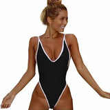2025 Deep V Neck Thong Swimwear Women One Piece Swimsuit Female Trikini High Cut Monokini Backless Bathing Suit Swim Bodysuit